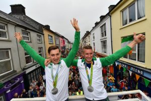 Provision 280816 OLYMPIC SILVER MEDALISTS GARY AND PAUL O'DONOVAN on parade in SKIBEREEN PIC MICHAEL MAC SWEENEY/PROVISION